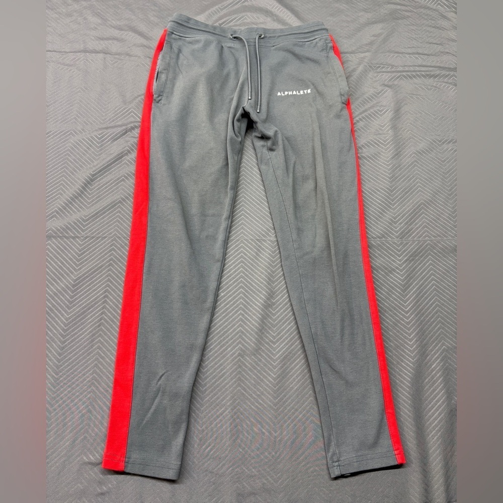 Alphalete Men's Joggers 26” Gray with Red Stripe Size S